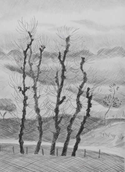 Camille COMBE : Par les chemins, Gravure originale signée