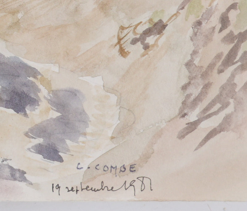 Camille COMBE : Le chemin à travers les dunes, Aquarelle originale (photo de détail 2) - Crédit photo : Galerie Art.Paris
