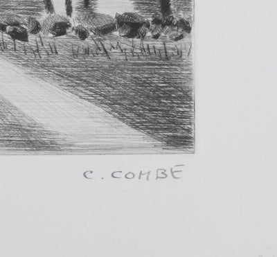 Camille COMBE : A la veillée, Gravure originale signée