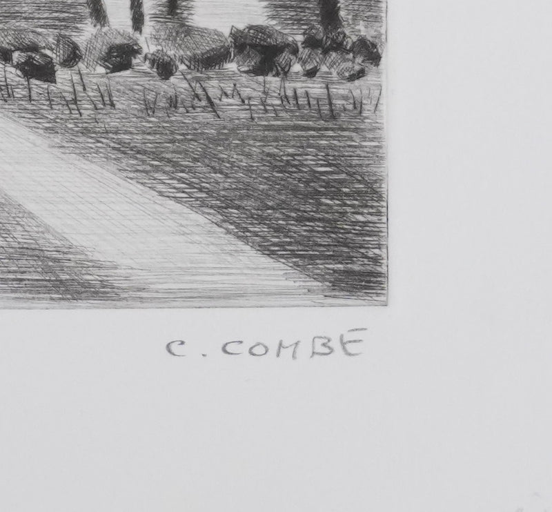 Camille COMBE : A la veillée, Gravure originale signée