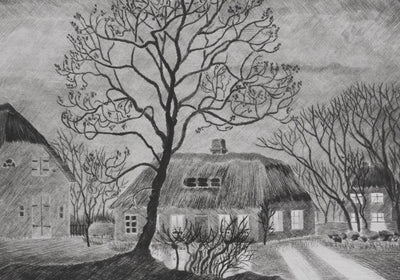 Camille COMBE : A la veillée, Gravure originale signée