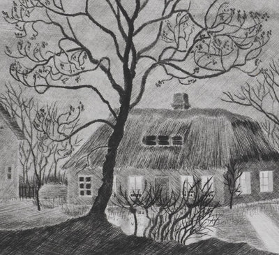 Camille COMBE : A la veillée, Gravure originale signée