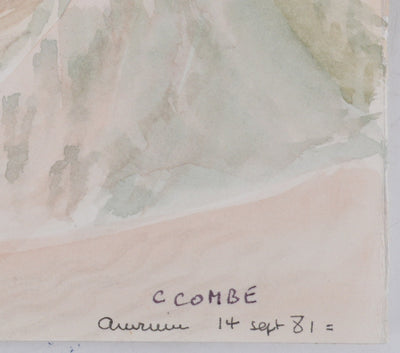 Camille COMBE : Paysage effacé, Aquarelle originale signée