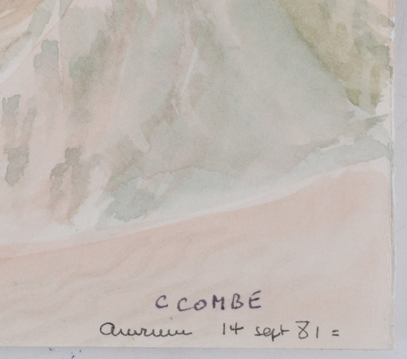Camille COMBE : Paysage effacé, Aquarelle originale signée