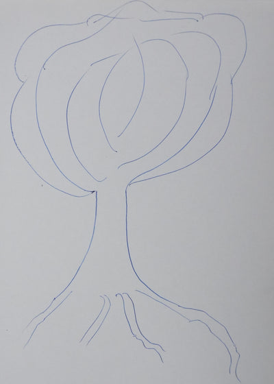 Jeanne BOURIN : L'arbre aux courbes, Autographe et dessin original signé