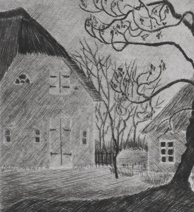 Camille COMBE : A la veillée, Gravure originale signée