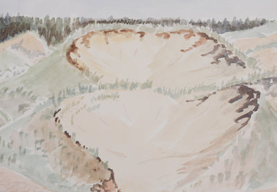 Camille COMBE : Paysage effacé, Aquarelle originale signée