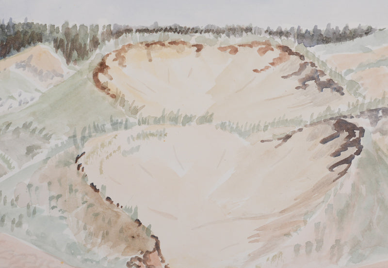 Camille COMBE : Paysage effacé, Aquarelle originale signée