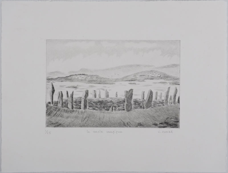Camille COMBE : Le cercle magique, Gravure originale signée