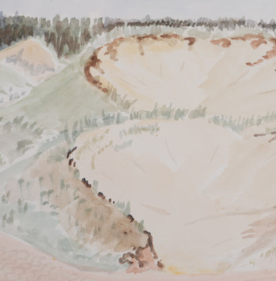 Camille COMBE : Paysage effacé, Aquarelle originale signée