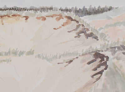 Camille COMBE : Paysage effacé, Aquarelle originale signée