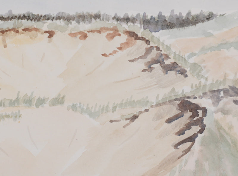 Camille COMBE : Paysage effacé, Aquarelle originale signée