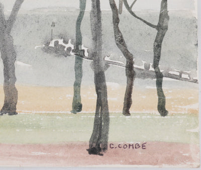 Camille COMBE : Wyck, Promenade, Aquarelle originale signée