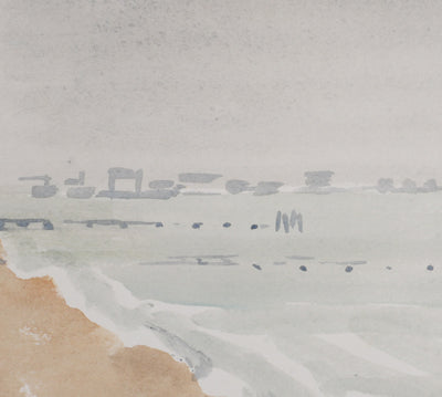 Camille COMBE : La route du bord de l'eau, Aquarelle originale signée