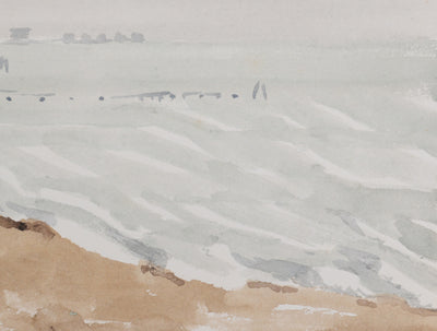 Camille COMBE : La route du bord de l'eau, Aquarelle originale signée