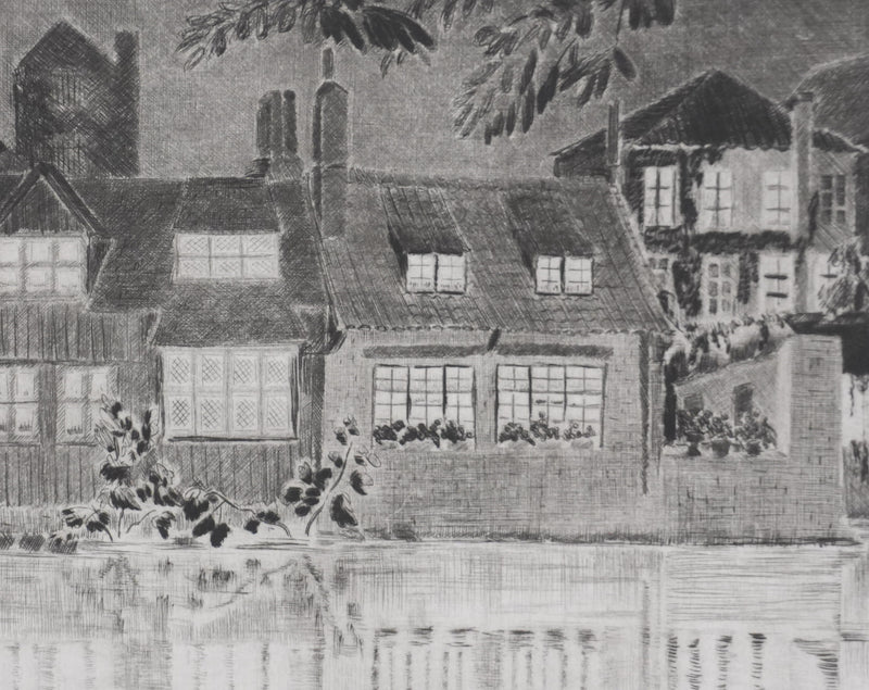 Camille COMBE : Reflets dans la nuit, Gravure originale signée