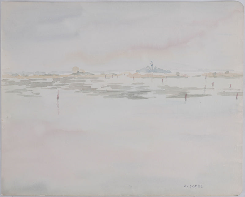 Camille COMBE : Horizon coloré, Aquarelle originale signée