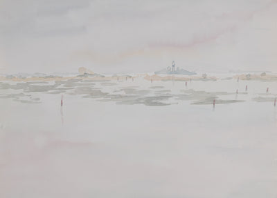 Camille COMBE : Horizon coloré, Aquarelle originale signée