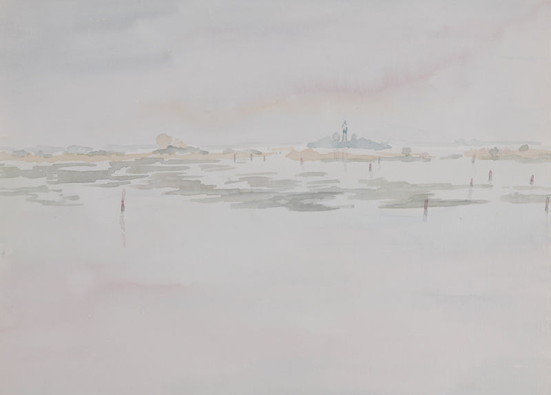 Camille COMBE : Horizon coloré, Aquarelle originale signée