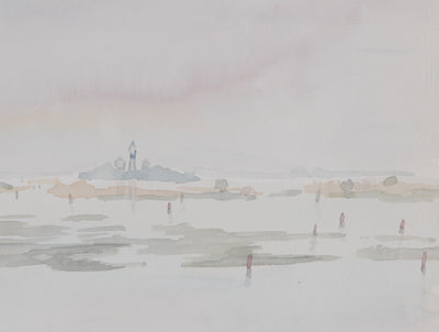 Camille COMBE : Horizon coloré, Aquarelle originale signée