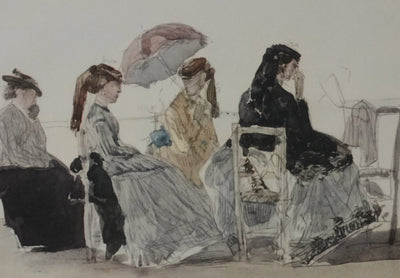 Eugene-Louis BOUDIN : Les dames à la plage, Lithographie