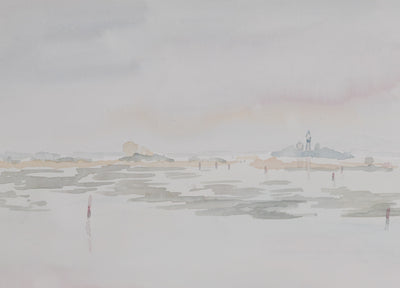 Camille COMBE : Horizon coloré, Aquarelle originale signée