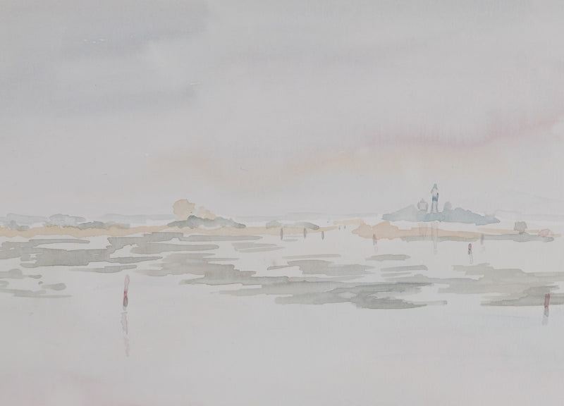 Camille COMBE : Horizon coloré, Aquarelle originale signée