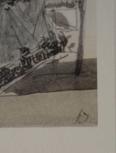 Eugene-Louis BOUDIN : Les dames à la plage, Lithographie