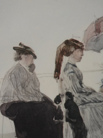 Eugene-Louis BOUDIN : Les dames à la plage, Lithographie