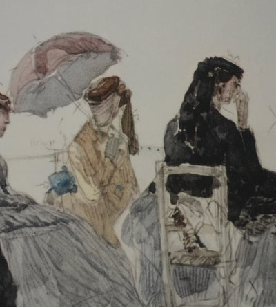 Eugene-Louis BOUDIN : Les dames à la plage, Lithographie