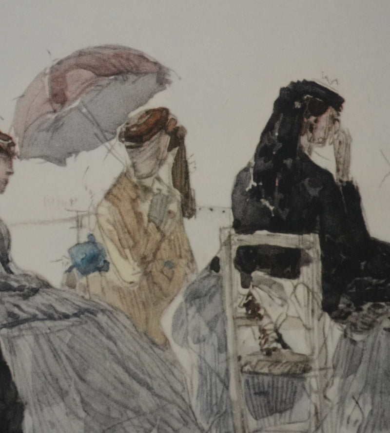 Eugene-Louis BOUDIN : Les dames à la plage, Lithographie