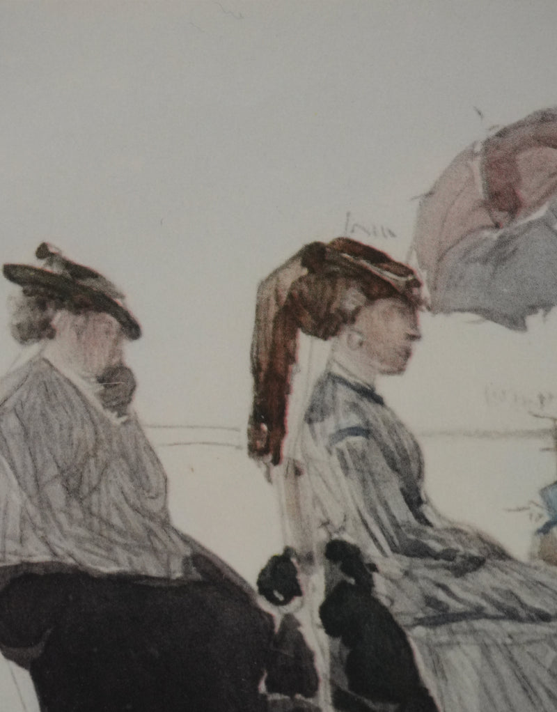 Eugene-Louis BOUDIN : Les dames à la plage, Lithographie