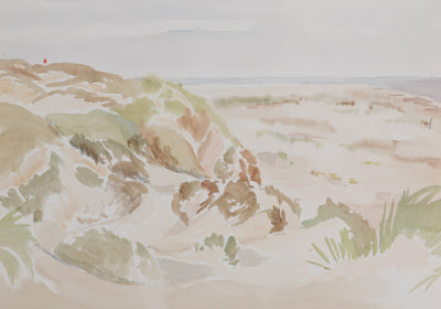 Camille COMBE : Les dunes du bord de mer, Aquarelle originale signée