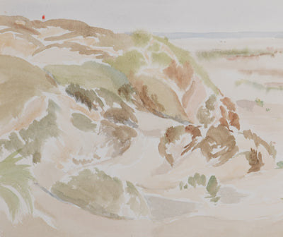 Camille COMBE : Les dunes du bord de mer, Aquarelle originale signée