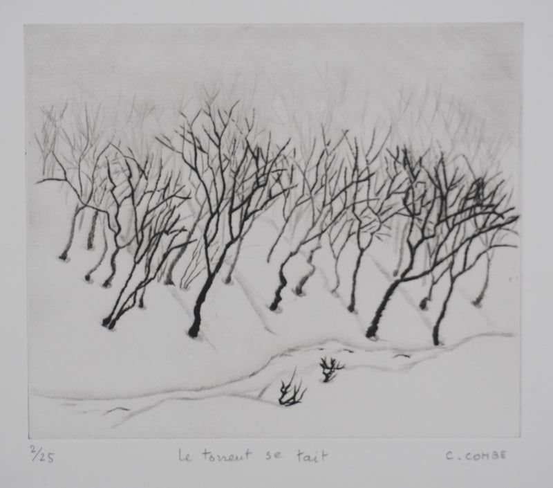 Camille COMBE : Le torrent se tait, Gravure originale signée