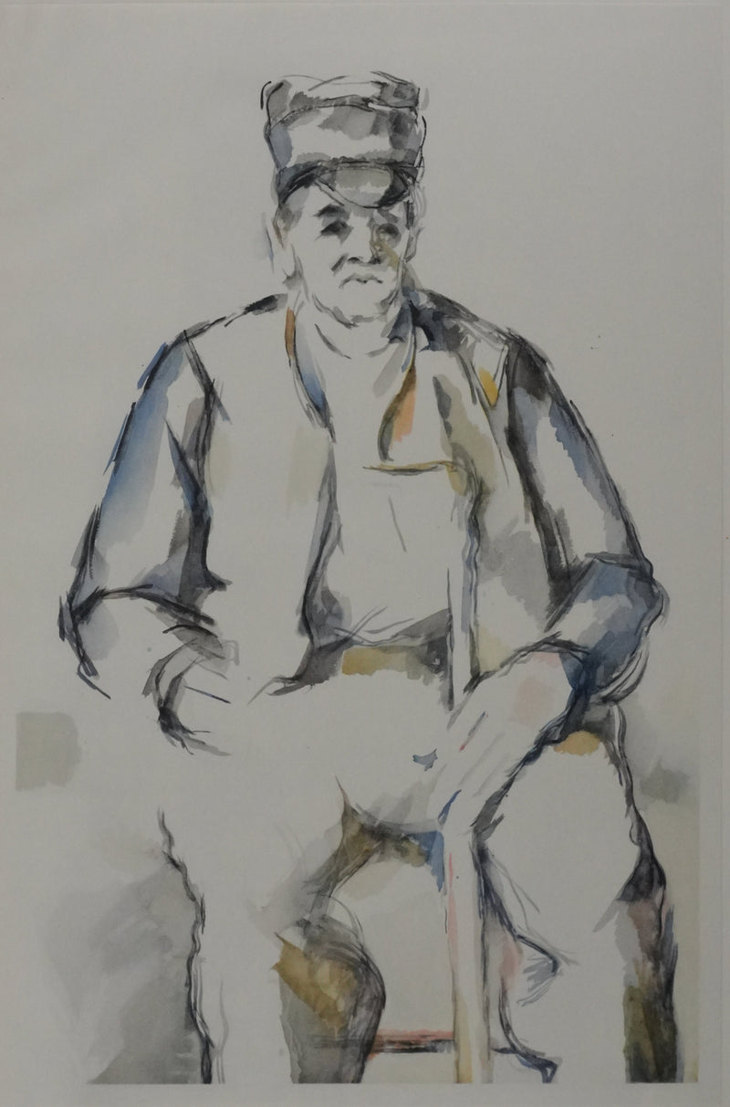 Paul CEZANNE : Paysan à la canne, Lithographie