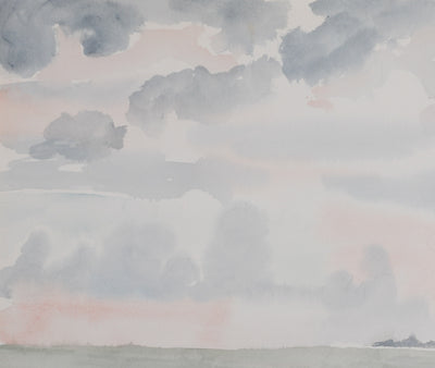 Camille COMBE : Bord de mer ombragé, Aquarelle originale signée