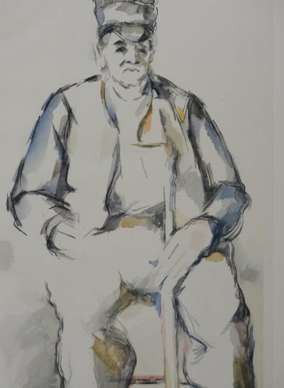 Paul CEZANNE : Paysan à la canne, Lithographie
