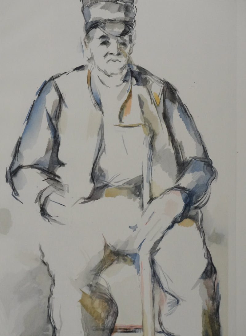 Paul CEZANNE : Paysan à la canne, Lithographie