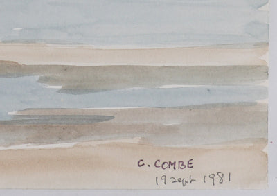 Camille COMBE : Reflets du crépuscule sur l’eau, Aquarelle originale signée