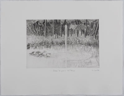 Camille COMBE : Dans le parc solitaire, Gravure originale signée