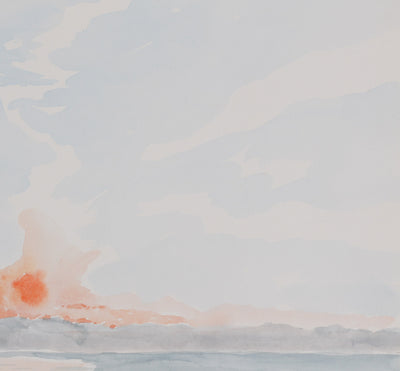 Camille COMBE : Reflets du crépuscule sur l’eau, Aquarelle originale signée