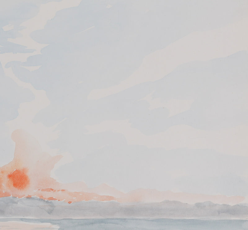Camille COMBE : Reflets du crépuscule sur l’eau, Aquarelle originale signée