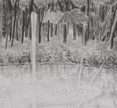Camille COMBE : Dans le parc solitaire, Gravure originale signée