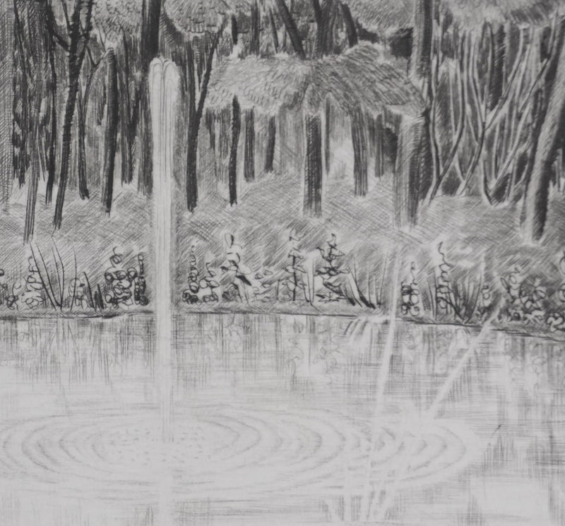 Camille COMBE : Dans le parc solitaire, Gravure originale signée