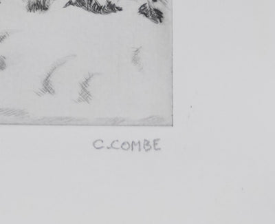 Camille COMBE : Les fenêtres s'éclairent, Gravure originale signée