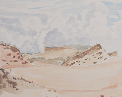 Camille COMBE : Sur le haut des dunes, Aquarelle originale signée