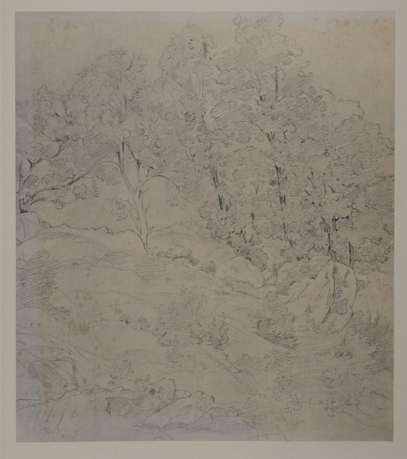 Camille COROT : La forêt en Italie, Lithographie signée