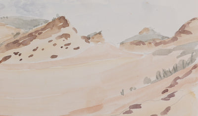 Camille COMBE : Sur le haut des dunes, Aquarelle originale signée