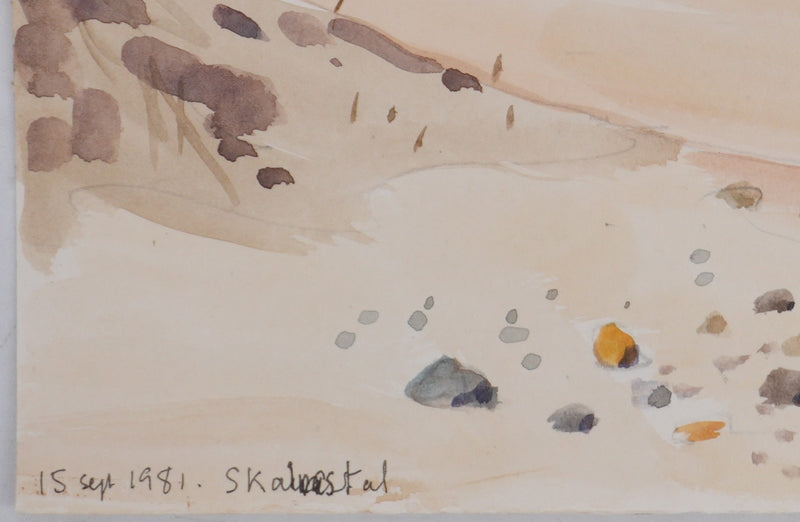 Camille COMBE : Sur le haut des dunes, Aquarelle originale signée